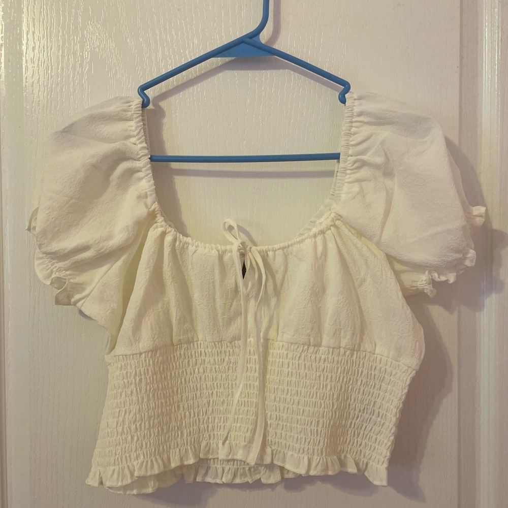 White Puff Sleeve Women's Top